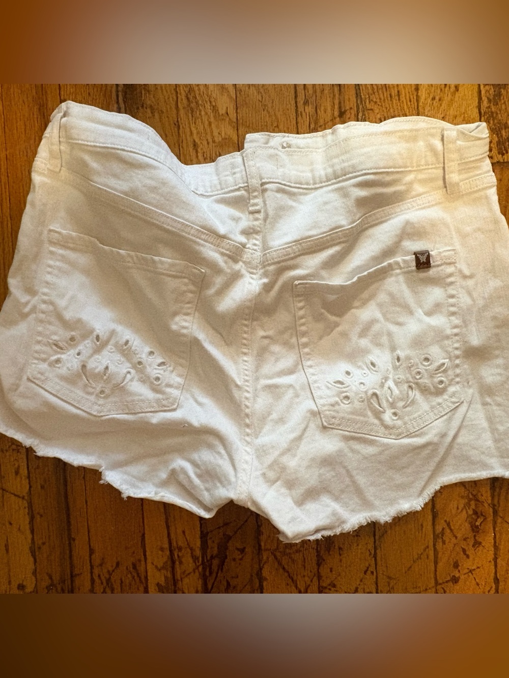 White Embroidered Denim Shorts